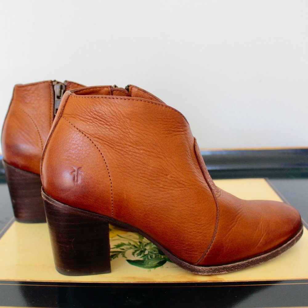 Ankle Brown Leather Frye Booties Womens Size 5.5
